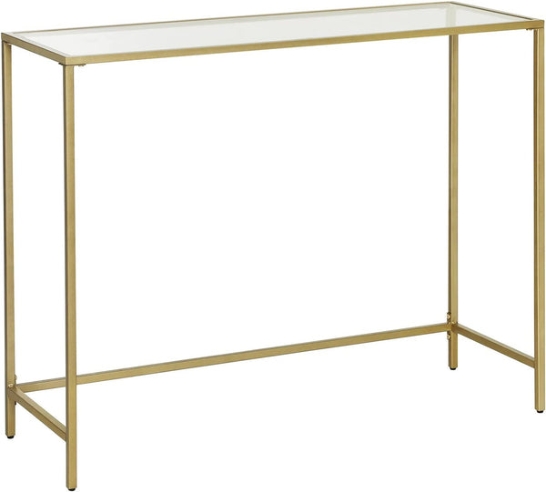Console Table, Tempered Glass Sofa Table, Modern Entryway Table, Gold Color