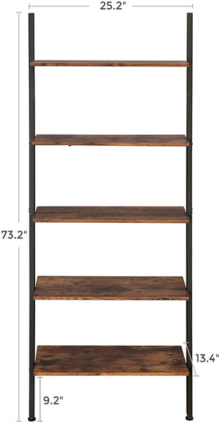 5-Tier Leaning Ladder Shelf, Bookshelf Rack, for Living Room, Kitchen, Office