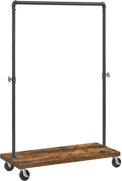 Clothes Rack, Heavy Duty Clothing Rack, Industrial Pipe Style Rolling Garment Rack with Shelf, for Bedroom, Laundry Room