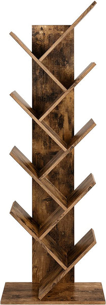 8-Tier Floor Standing Tree Bookshelf, with Shelves for Living Room, Home Office, Rustic Brown