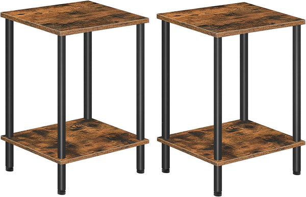 End Tables Set of 2, Nightstand with 2-Layer Storage Shelves, Side Table for Small Spaces