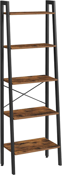 5-Tier Bookshelf, Industrial Bookcase and Storage Rack, Wood Look Accent Furniture with Metal Frame