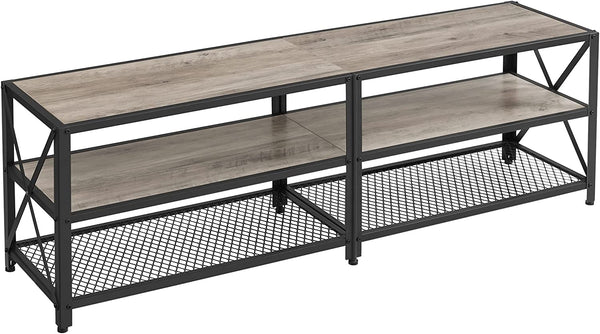 TV Stand for TV up to 70 Inches, TV Table, Entertainment Center, 3-Tier TV Console, Grey and Black