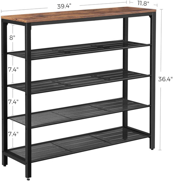 Shoe Storage Organizer with 4 Mesh Shelves and Large Surface for Bags, Shoe Rack