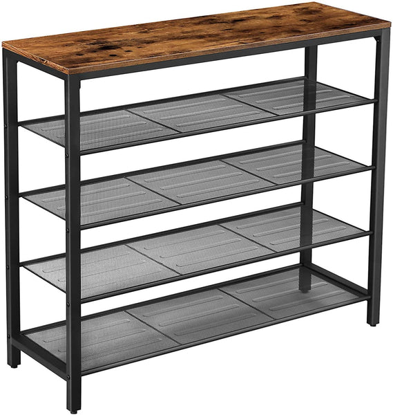 Shoe Storage Organizer with 4 Mesh Shelves and Large Surface for Bags, Shoe Rack