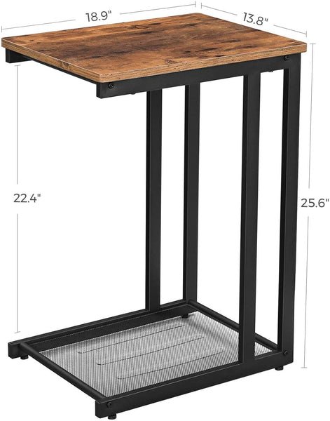Side Table, End Table with Mesh Shelf, Nightstand, Under Sofa & Bed