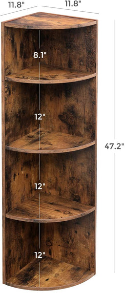 4-Tier Corner Shelf, Freestanding Storage Shelves and Wood Shelving
