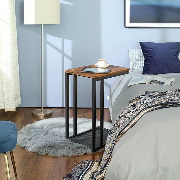 Side Table, End Table with Mesh Shelf, Nightstand, Under Sofa & Bed