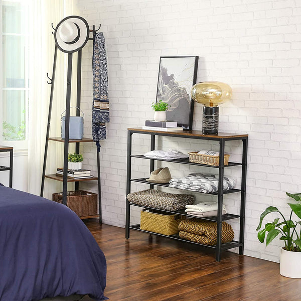 Shoe Storage Organizer with 4 Mesh Shelves and Large Surface for Bags, Shoe Rack
