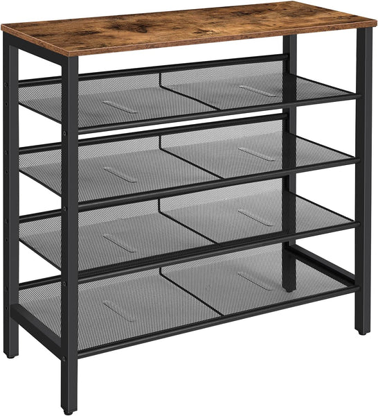 Shoe Rack, 5-Tier Shoe Storage Unit Flat & Slant Adjustable Shoe Organizer Shelf for 16 Pairs, for Entryway, Hallway, Closet, Dorm Room,