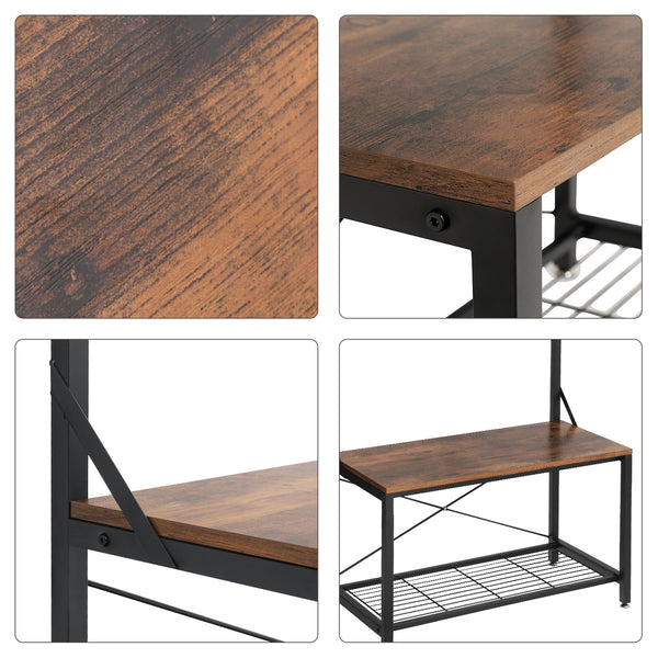 Coat Rack Shoe Bench Large Size, Sturdy Accent Furniture with Metal Frame
