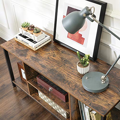 TV Stand for TVs up to 48 Inches, TV Console Table with Shelving, Rustic Brown