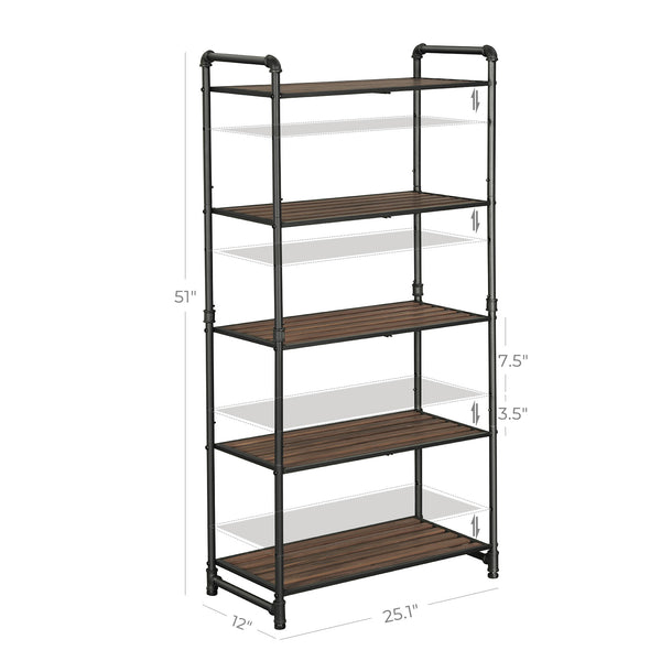 5-Tier Storage Rack, Customizable Bathroom Kitchen Shelf Stand with Adjustable Shelves,