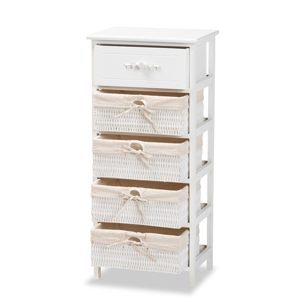 Modern and Contemporary White Finished Wood and 1-Drawer Storage Unit