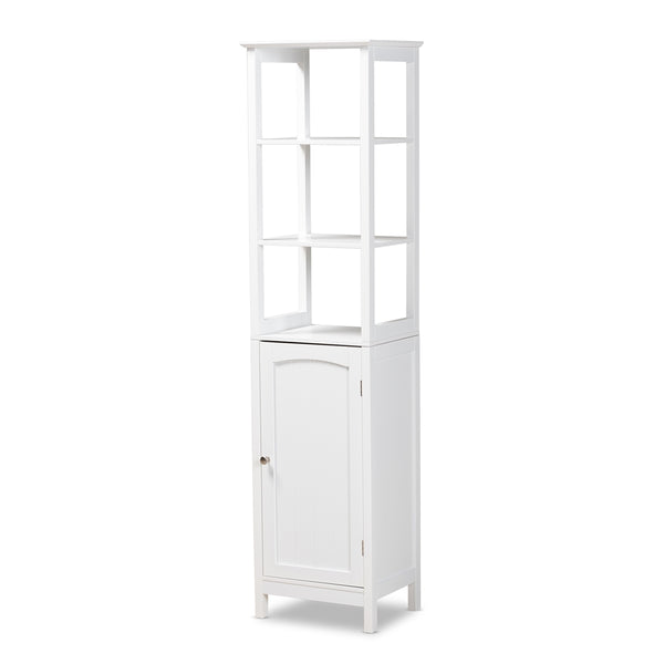 3 Tier 1 Door Modern Bathroom Storage Cabinet White Finished Wood