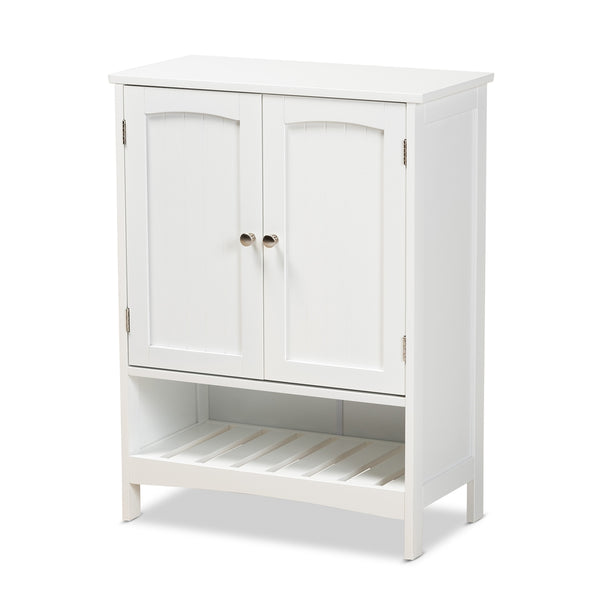 White 2-Door Bathroom Storage Cabinet Modern and Contemporary Finished Wood