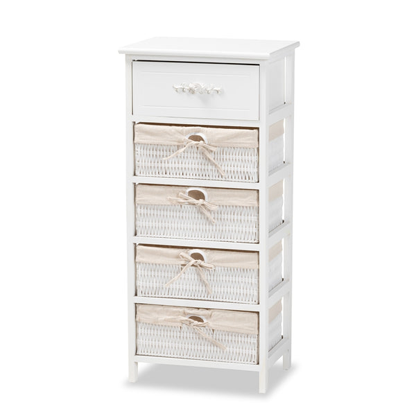 Modern and Contemporary White Finished Wood and 1-Drawer Storage Unit