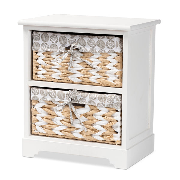 Modern Transitional White Finished Wood 2-Basket Storage Unit