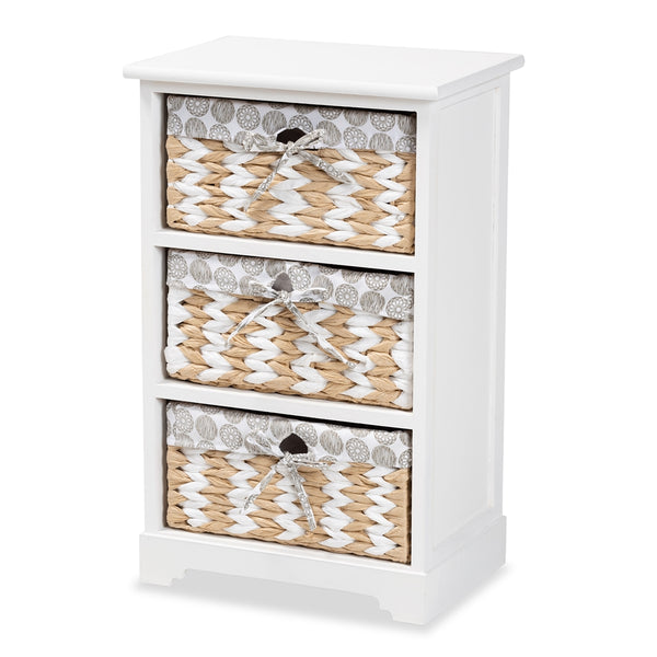 Modern Transitional White Finished Wood 3-Basket Storage Unit