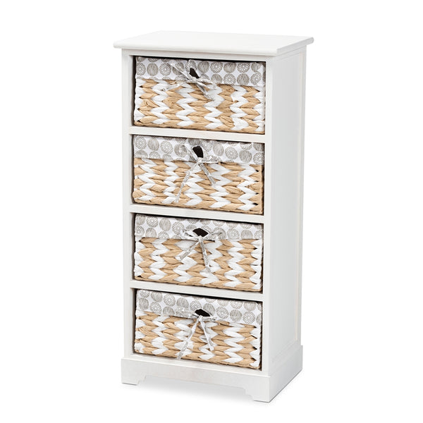 Modern Transitional White Finished Wood 4-Basket Storage Unit