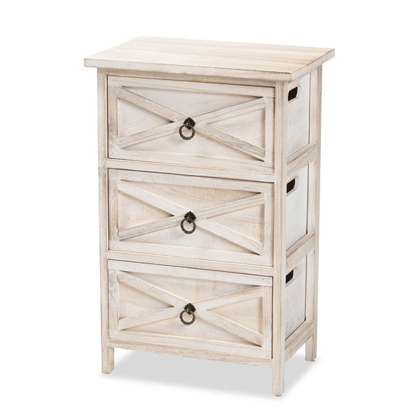 Rustic and Modern Light Brown Wood 3-Drawer Storage Unit