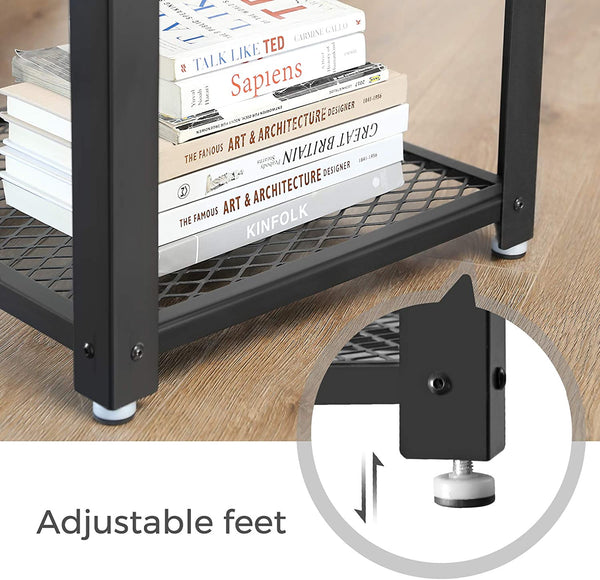 2-Tier Industrial Side Table with Storage Shelf, End Table