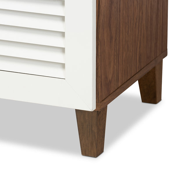 5-Shelf Wood Shoe Storage Cabinet with Drawer White and Walnut Finished