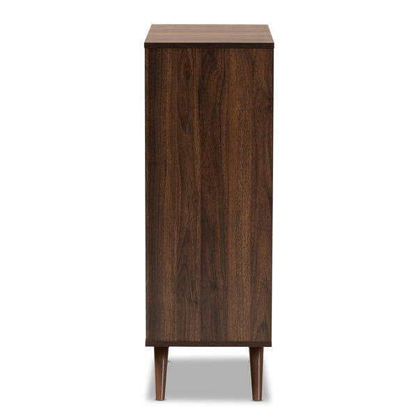 2-Door 5 Shelves Shoe Cabinet Modern and Contemporary Two-Tone Grey and Walnut Finished Wood