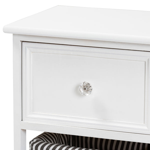 2-Drawer Storage Unit with Basket White Finished Wood