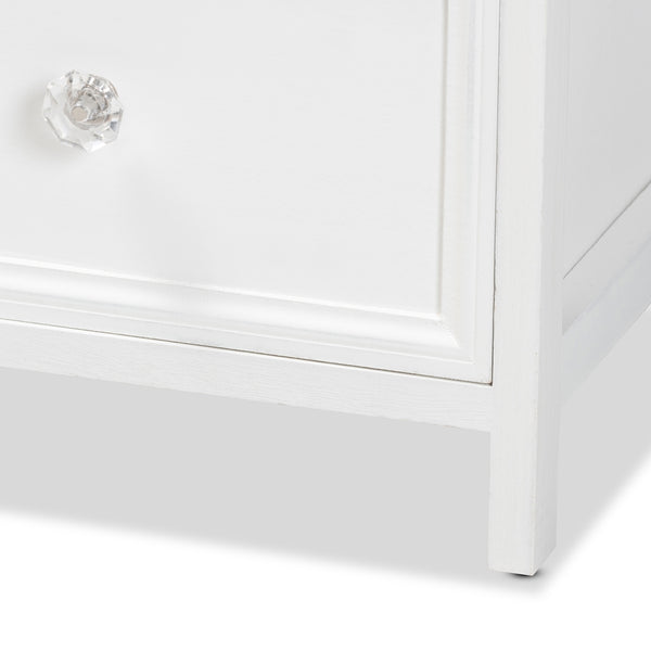 2-Drawer Storage Unit with Basket White Finished Wood