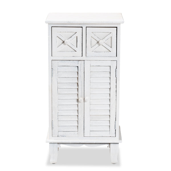 Classic and Traditional Antique White Finished Wood 2-Drawer Storage Unit