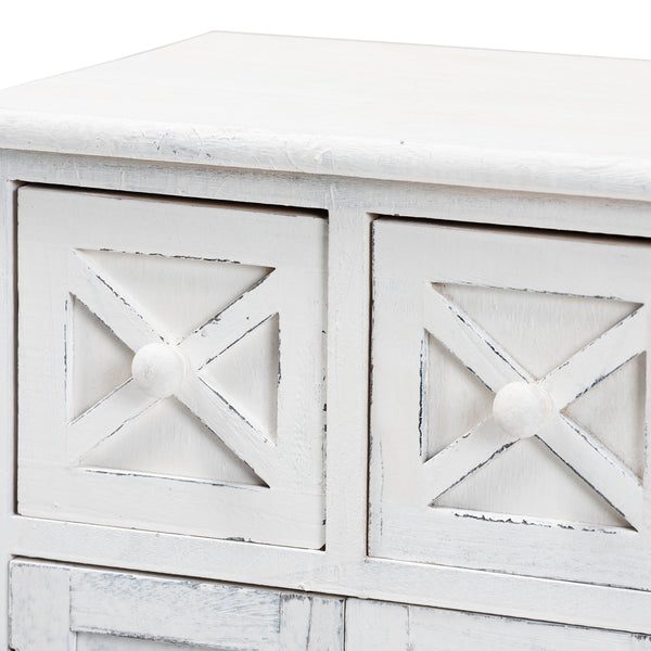 Classic and Traditional Antique White Finished Wood 2-Drawer Storage Unit