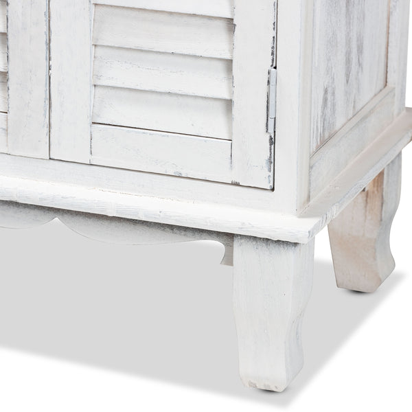 Classic and Traditional Antique White Finished Wood 2-Drawer Storage Unit