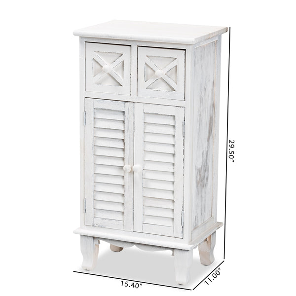 Classic and Traditional Antique White Finished Wood 2-Drawer Storage Unit