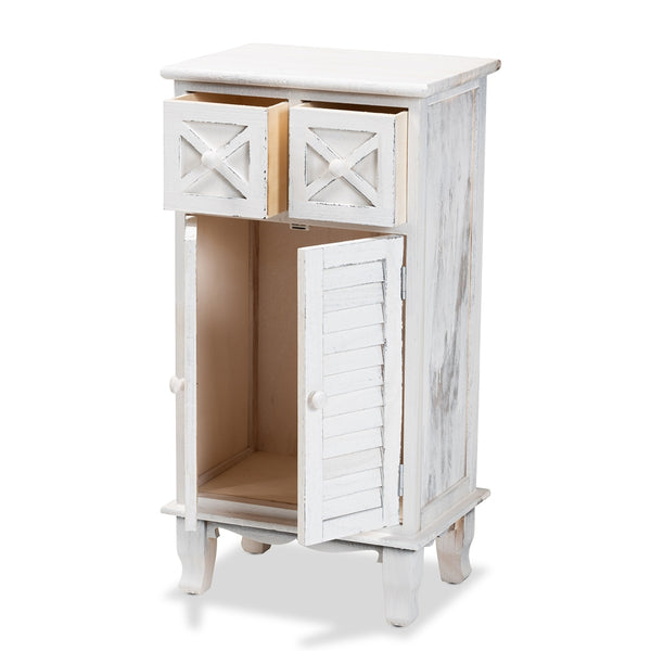 Classic and Traditional Antique White Finished Wood 2-Drawer Storage Unit