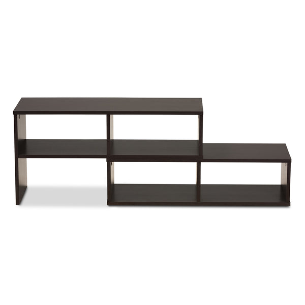 5 Shelves 2-Piece Wood TV Stand Modern and Contemporary Dark Brown Finished Adjustable