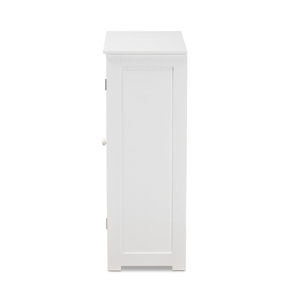 4-Drawer 1 Door Bathroom Storage Cabinet Modern and Contemporary White Finished Wood