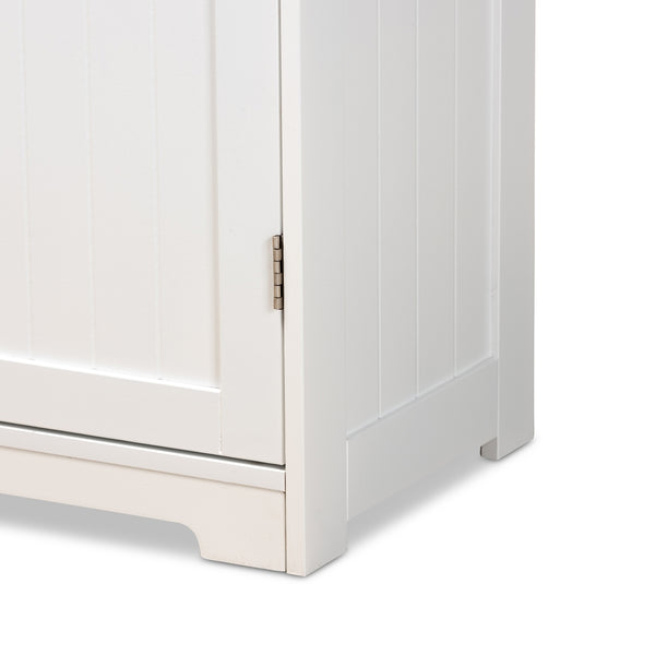 4-Drawer 1 Door Bathroom Storage Cabinet Modern and Contemporary White Finished Wood