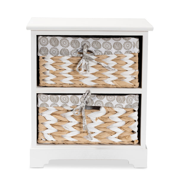 Modern Transitional White Finished Wood 2-Basket Storage Unit