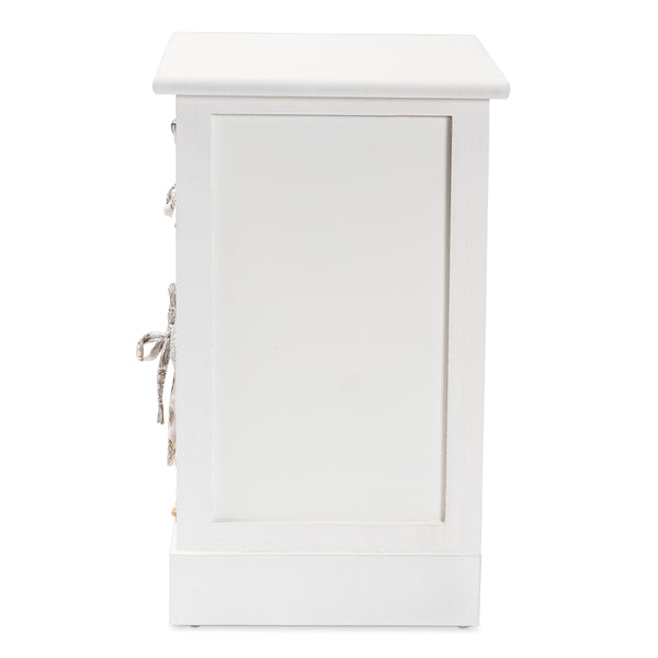 Modern Transitional White Finished Wood 2-Basket Storage Unit