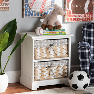 Modern Transitional White Finished Wood 2-Basket Storage Unit