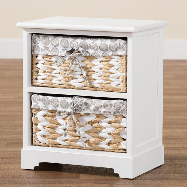 Modern Transitional White Finished Wood 2-Basket Storage Unit