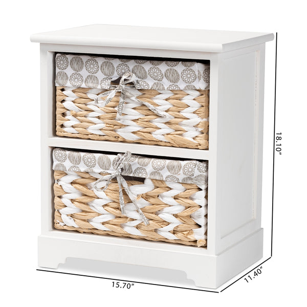 Modern Transitional White Finished Wood 2-Basket Storage Unit