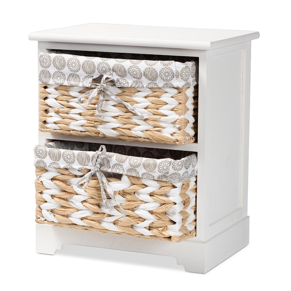 Modern Transitional White Finished Wood 2-Basket Storage Unit