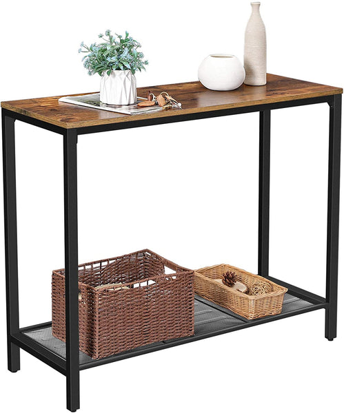 Console Table, Sofa Table, Entryway Table with Metal Mesh Shelf