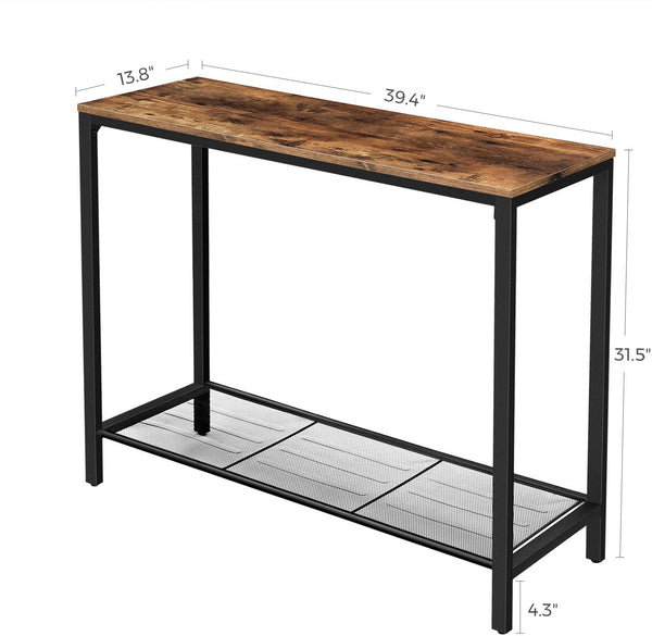 Console Table, Sofa Table, Entryway Table with Metal Mesh Shelf