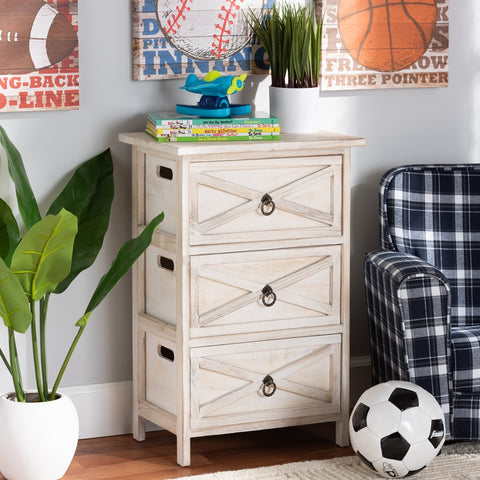 Rustic and Modern Light Brown Wood 3-Drawer Storage Unit