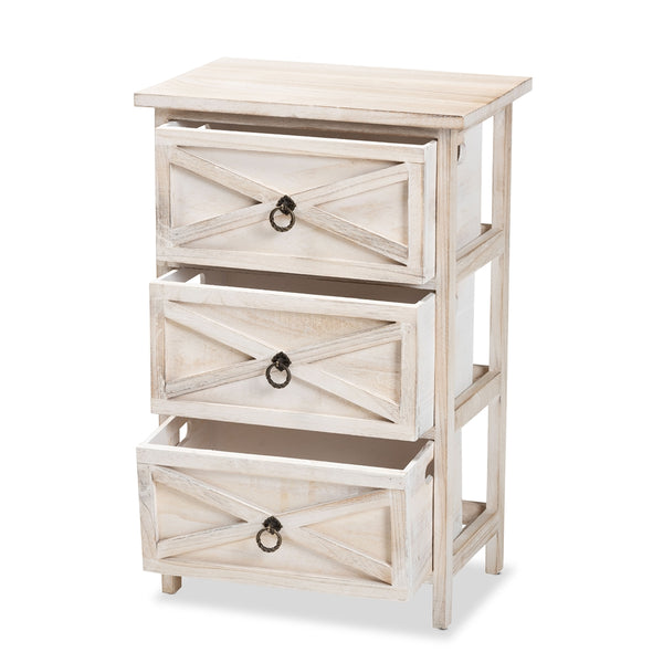 Rustic and Modern Light Brown Wood 3-Drawer Storage Unit