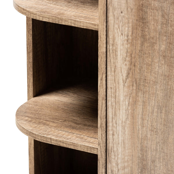 2-Door Shoe Storage Cabinet with 3 Open Shelves Modern and Contemporary Rustic Oak Finished Wood