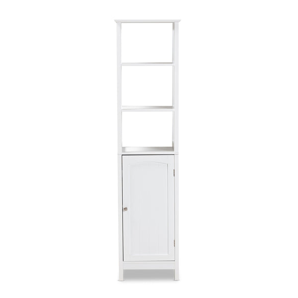 3 Tier 1 Door Modern Bathroom Storage Cabinet White Finished Wood